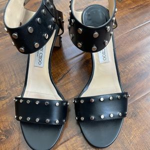 Jimmy Choo Black leather studded sandals 42